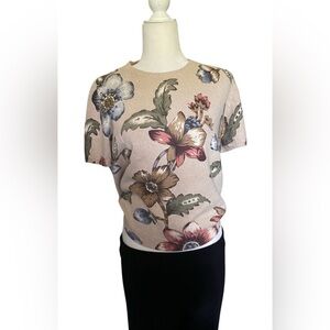 Alfred Dunner Floral Knit Short-Sleeve Top in Cream